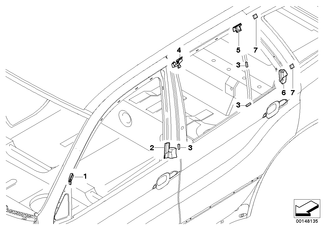 BMW 51357016595 Sealing, B-Column, Top Left