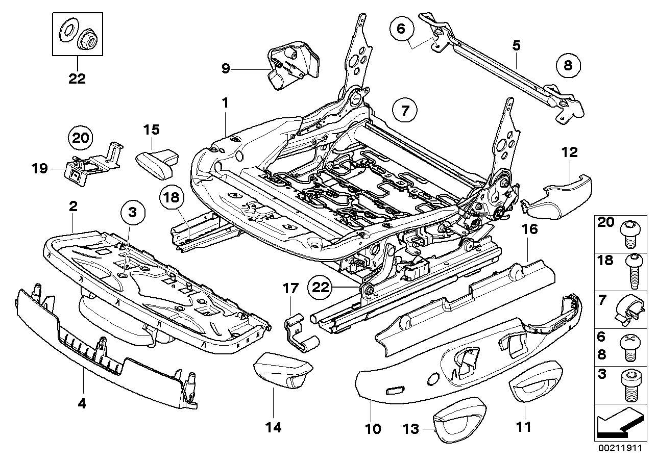 BMW 52109133414 Seat Mechanism Right