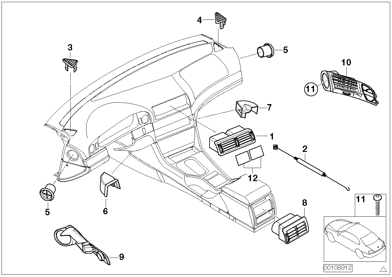 BMW 64227026133 Air Nozzle Door Ventilation