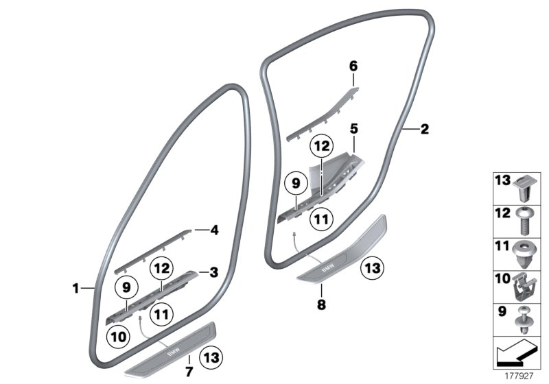 BMW 51479172752 COVER MOLDING, SILL, INNER F