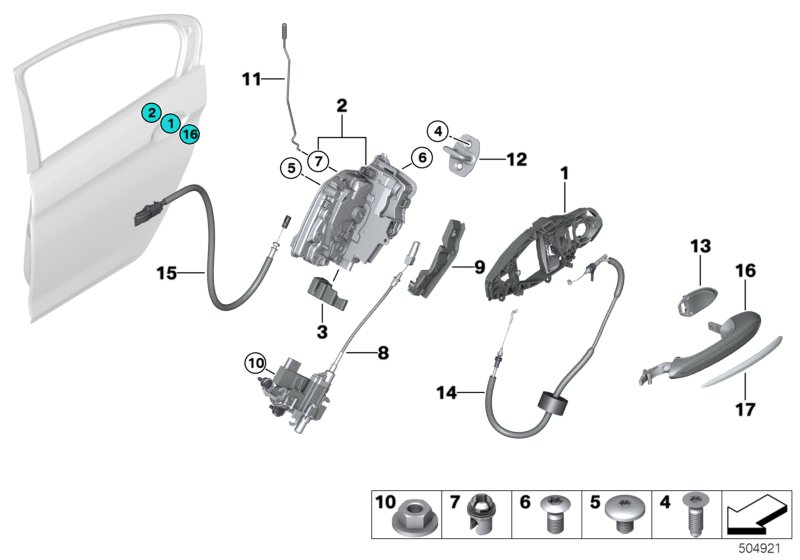 BMW 51217401208 Cover, Bow Handle, Bottom Right