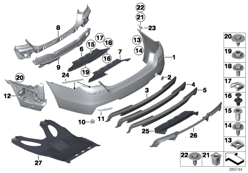 BMW 51122452063 Set, Mounting Parts, Bumper, Rear