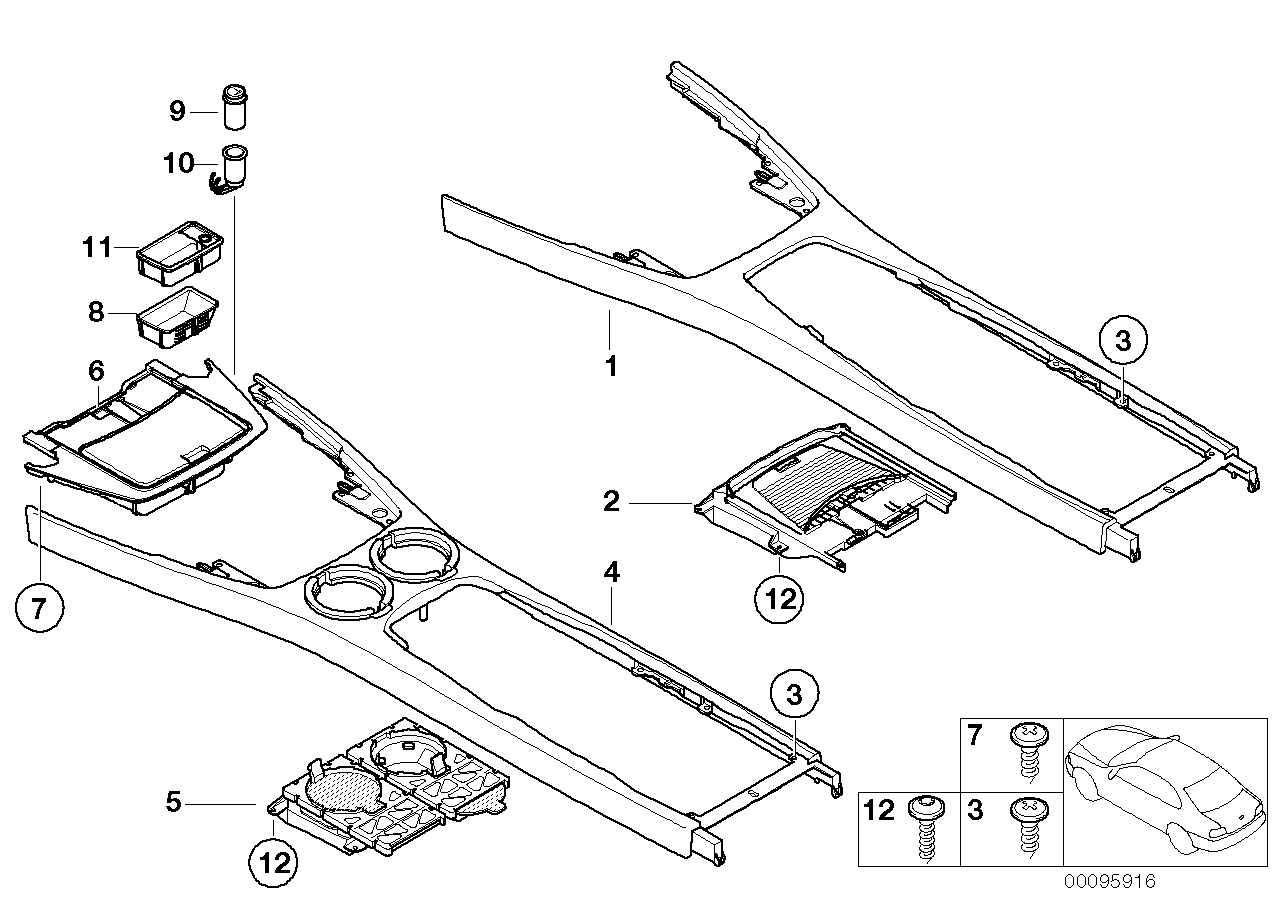 BMW 51167070277 Base Of Beverage Holder, Centre Console