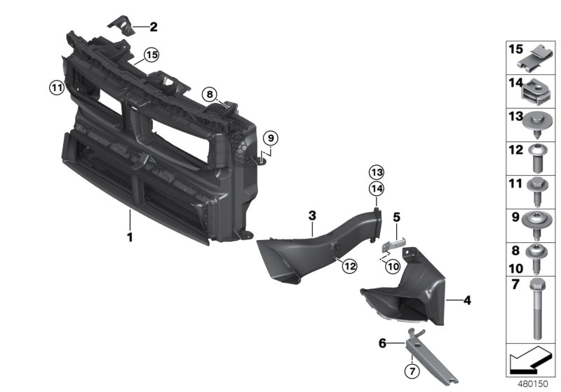 BMW 51748060134 Air Duct Displaced Radiator Left