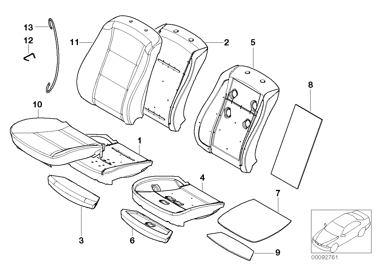 BMW 52107898532 Cover, Sports Seat, Backrest Leather