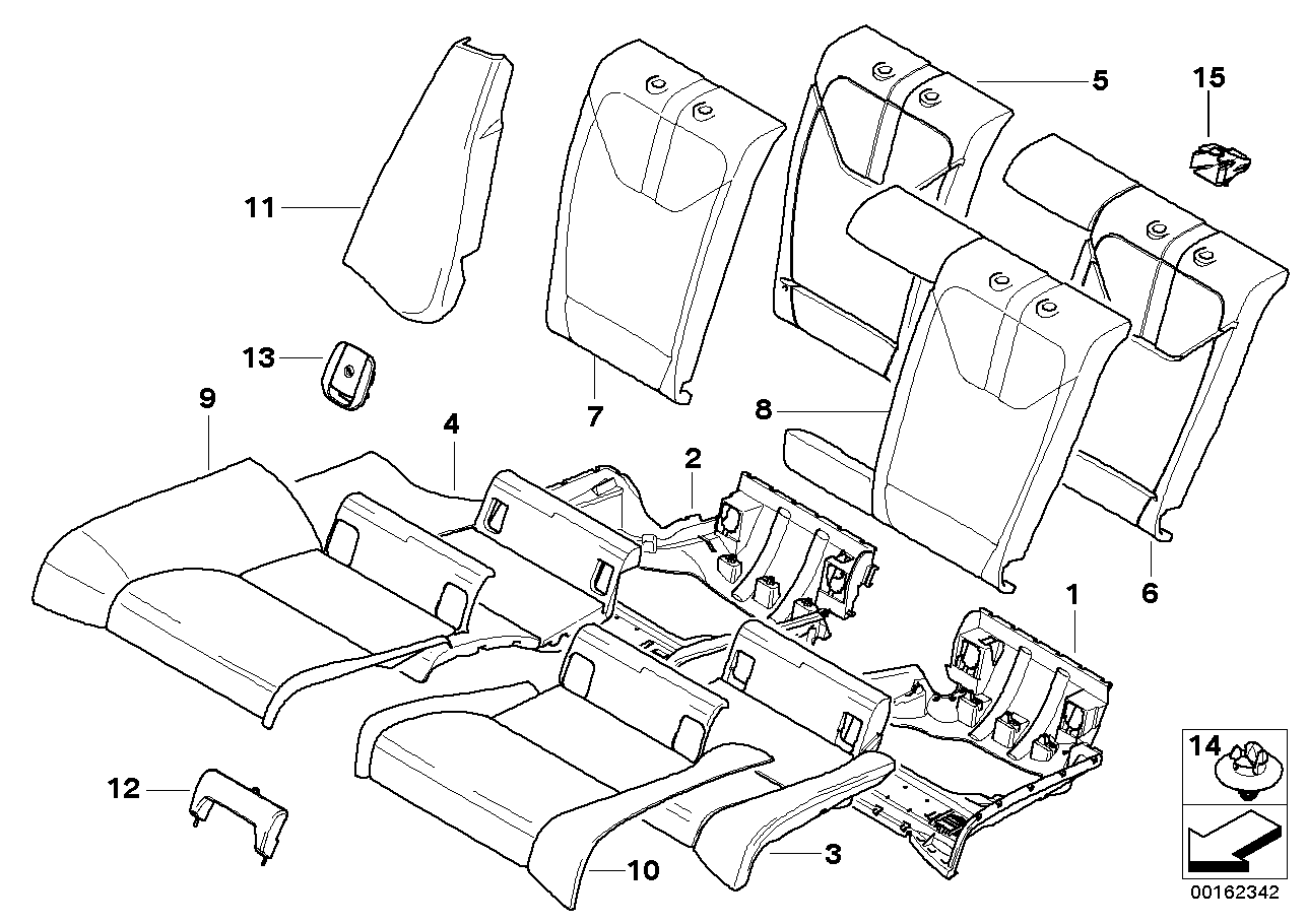 BMW 52207843490 Left Cloth/Leather Backrest Cover