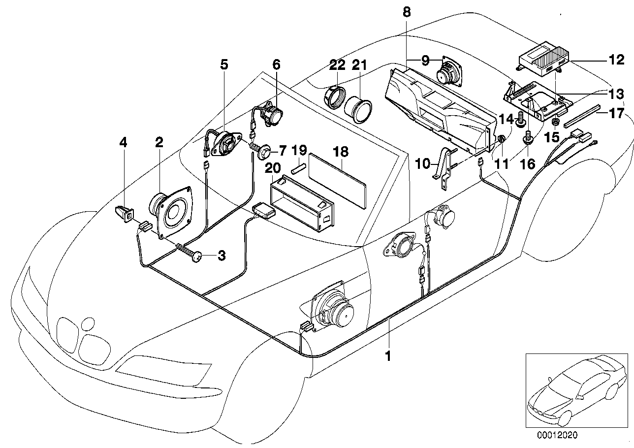 BMW 61128401922 Audio Wiring Harness Hifi