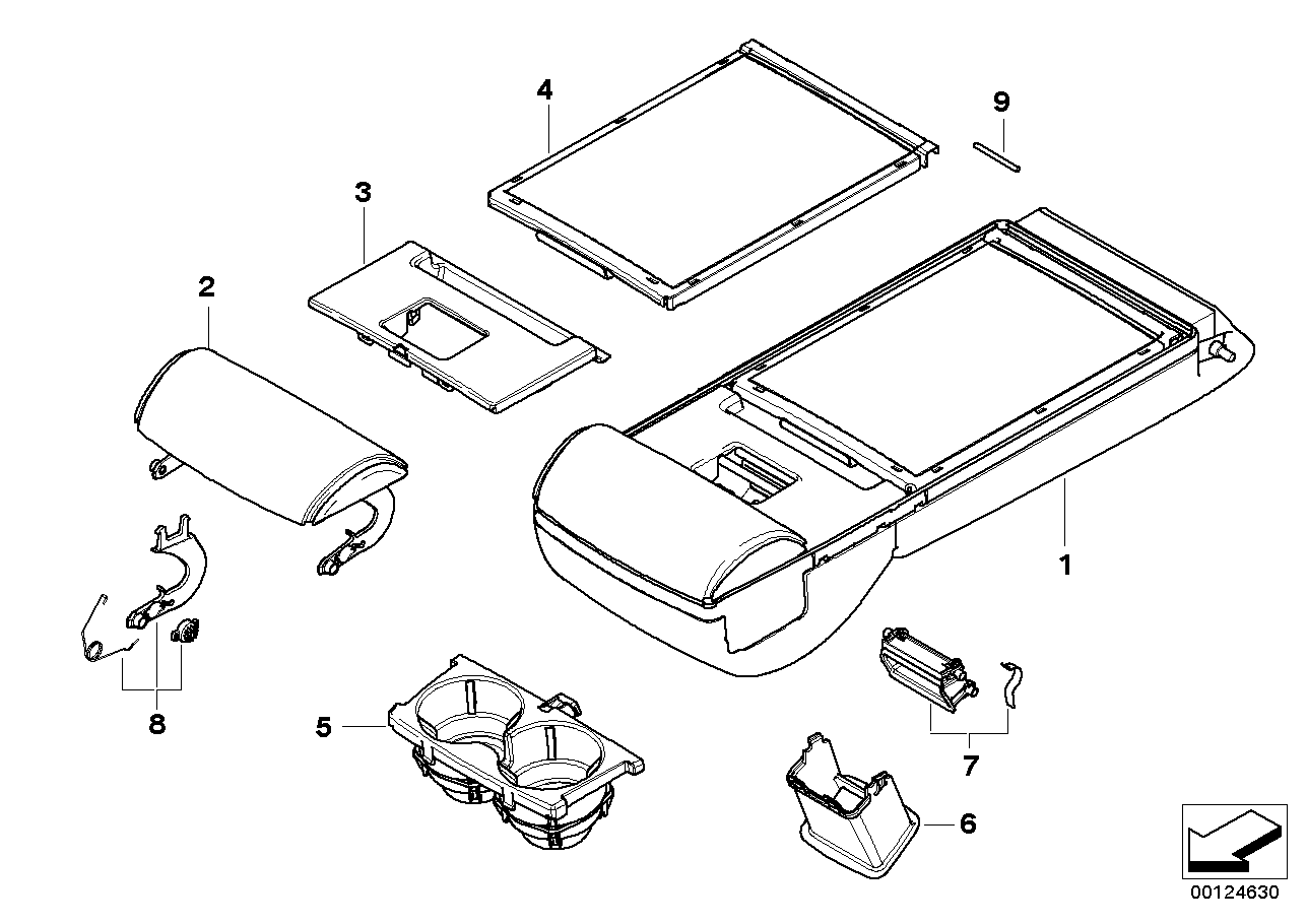 BMW 52207904938 Armrest Rear, Leather