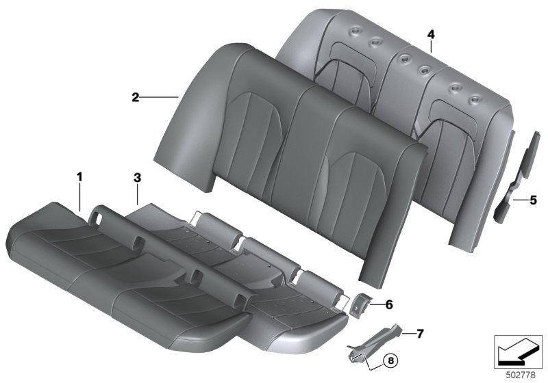 BMW 52207447831 FOAM RUBBER PAD, SEAT, REAR