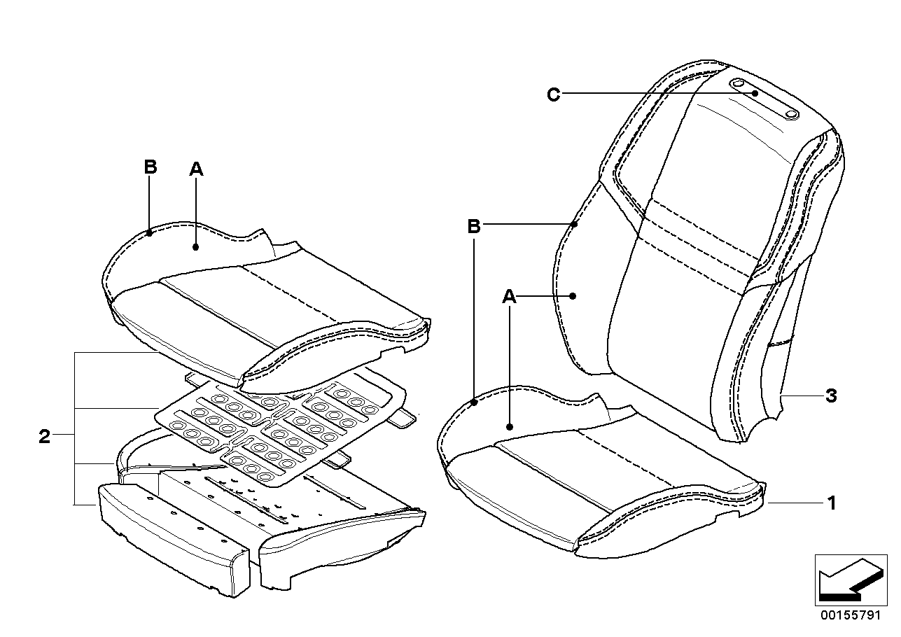 BMW 52107969510 Sports Seat Upholstery Parts, Leather