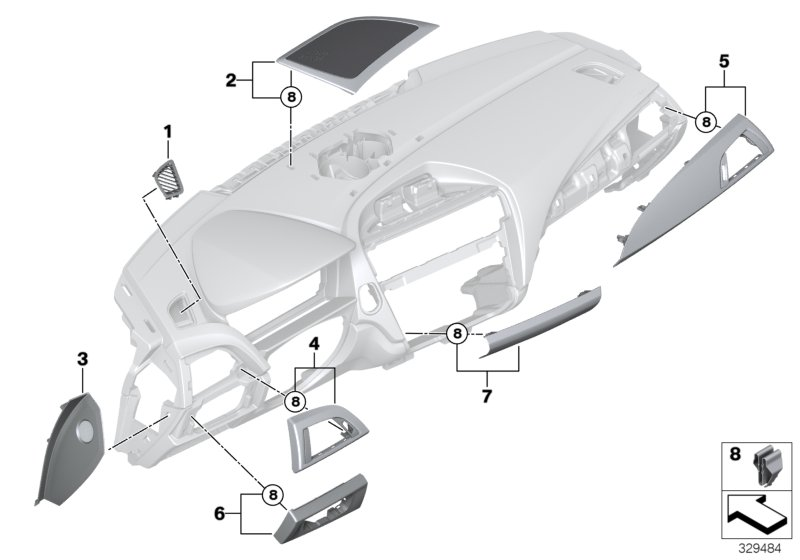 BMW 51459205363 TRIM INSTR.PANEL SATIN SILVE