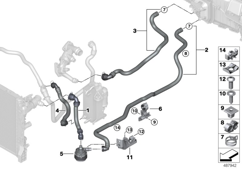 BMW 64219299637 COOLANT HOSE, SUPPLY 2