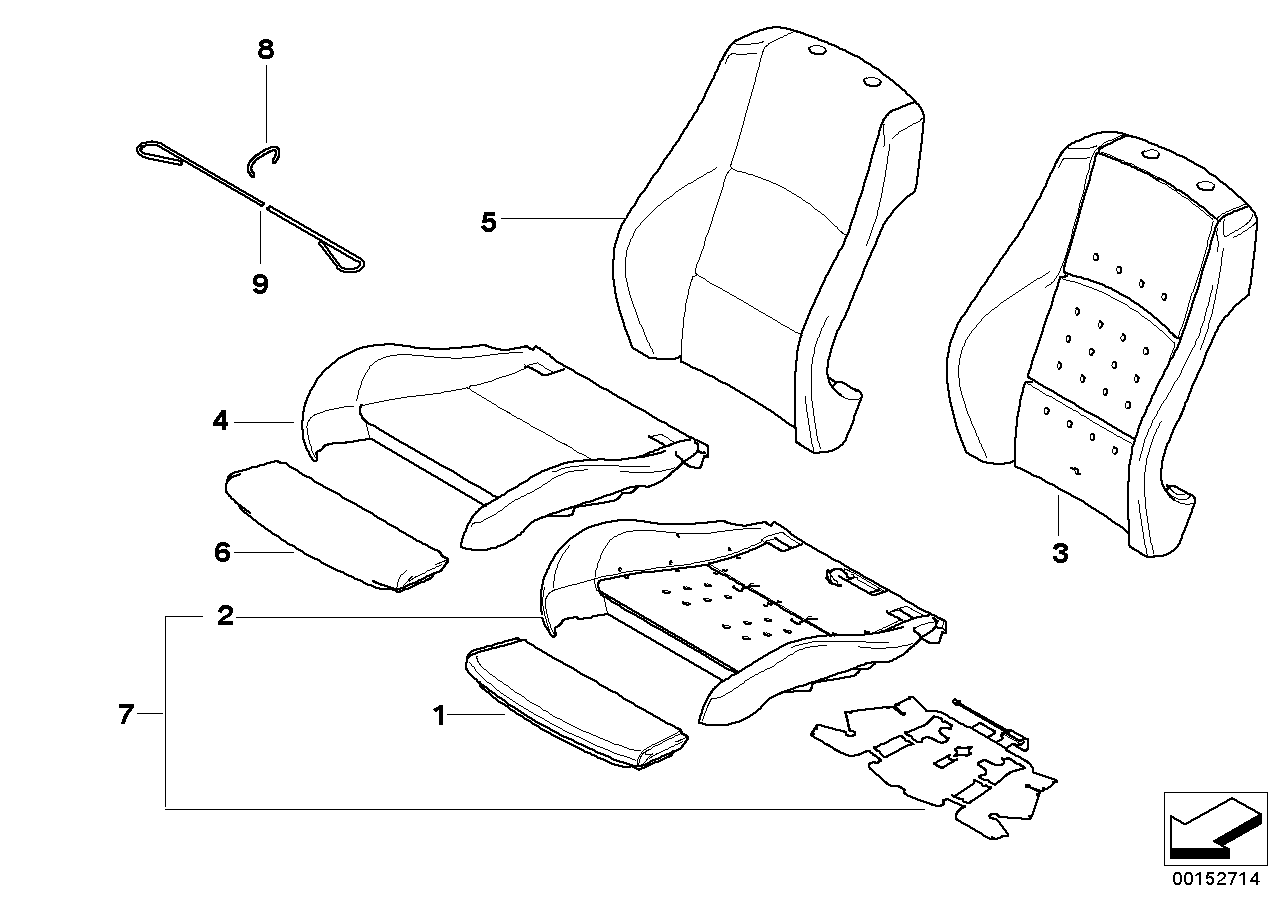 BMW 52107244128 Sports Seat Upholstery Parts, Right