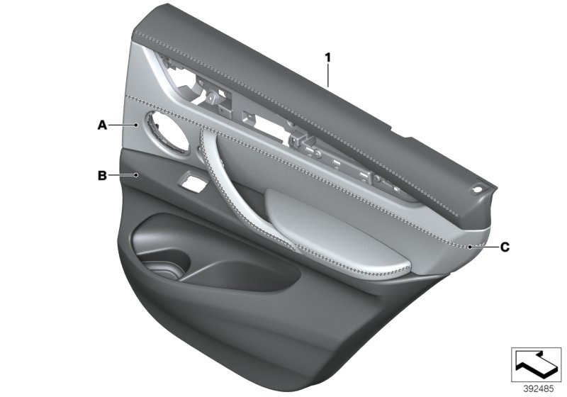 BMW 51427990368 DOOR LINING LEATHER REAR RIG