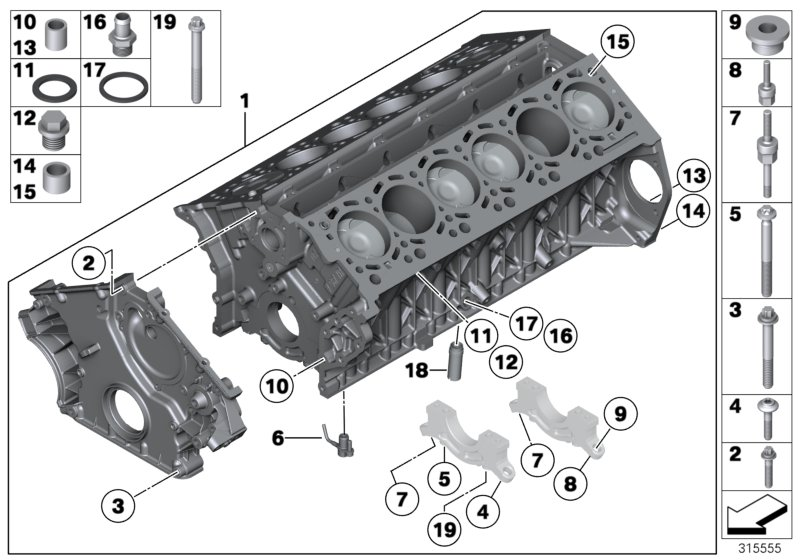 BMW 11112158047 ENGINE BLOCK WITH PISTON