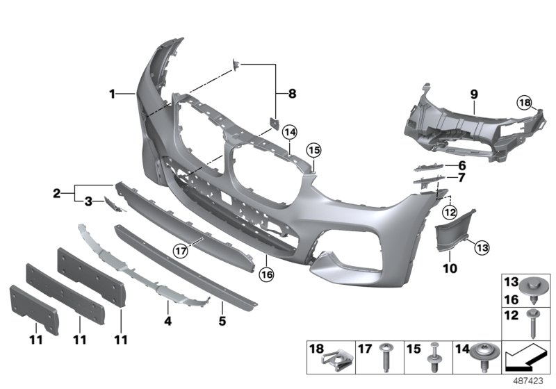 BMW 51118078694 Trim, Bumper Front