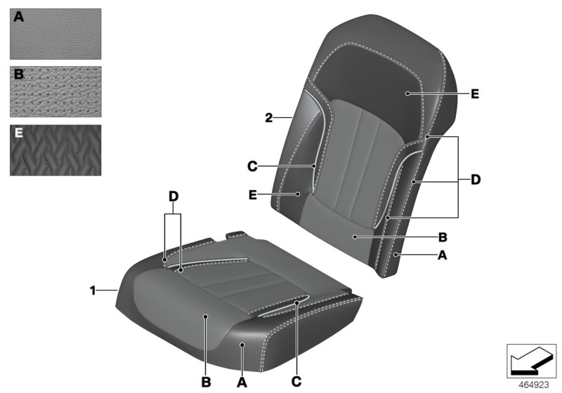 BMW 52207989169 COVER, COMFORT SEAT, PERF. L