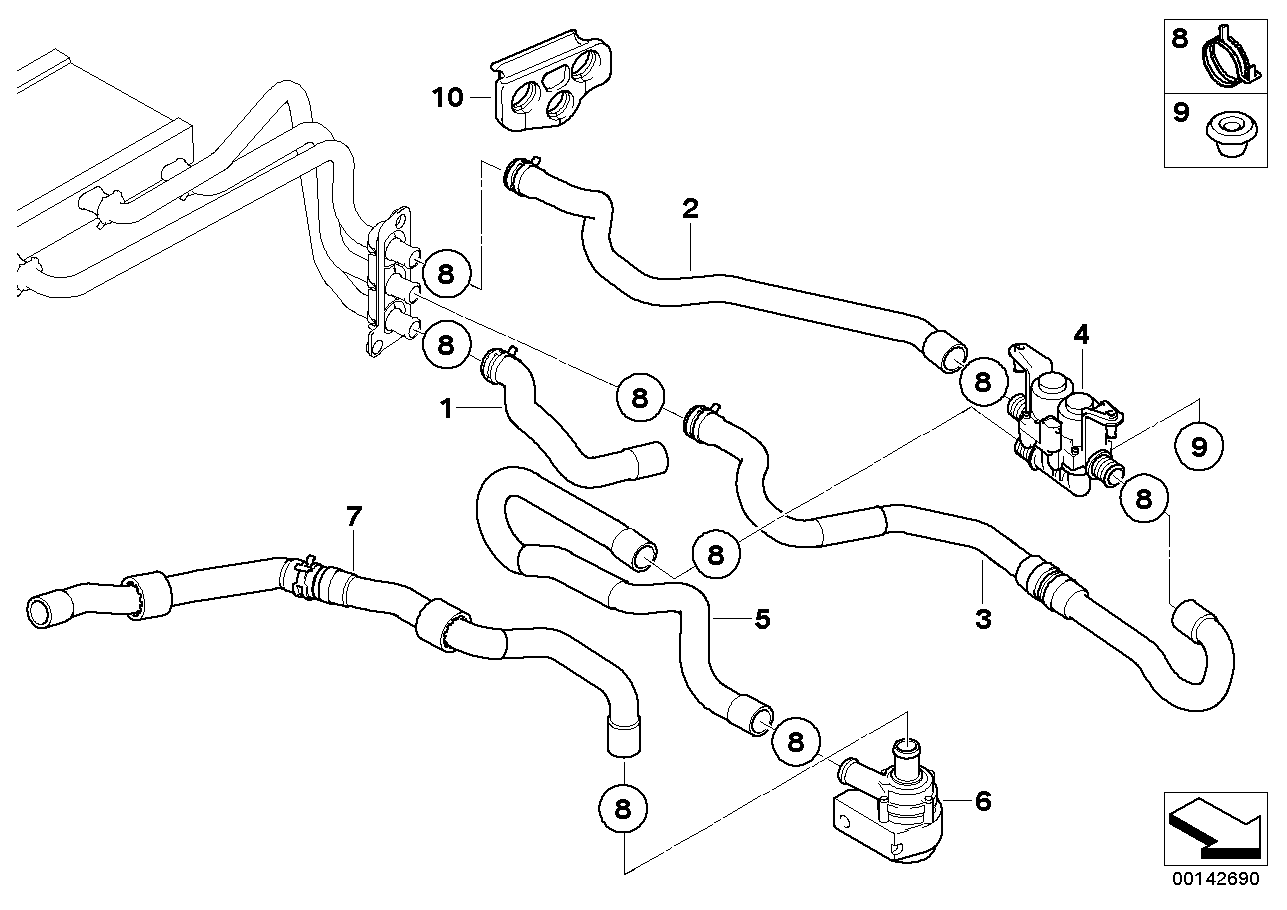 BMW 64216930549 Hose Additional Water Pump/Water Valve