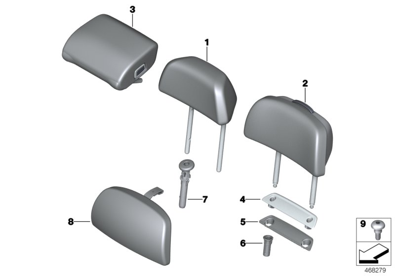 BMW 52207406057 Headrest Comfort, Leather