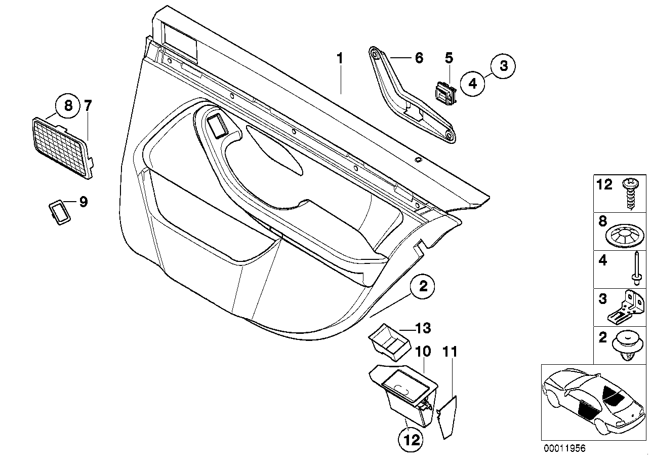 BMW 51422698170 Door Trim Panel, Rear, Right