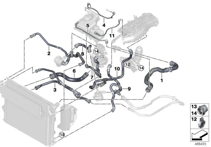 BMW 17128616142 Ventilation Line Radiator Top