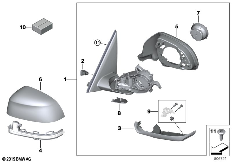 BMW 51169463284 OUTSIDE MIRROR, WITHOUT LENS