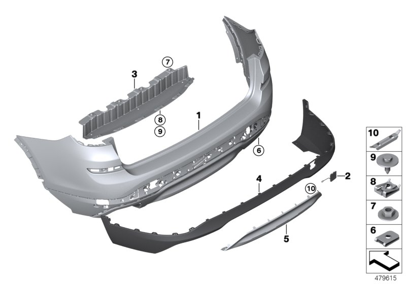 BMW 51122457473 Set, Mounting Parts, Bumper, Rear