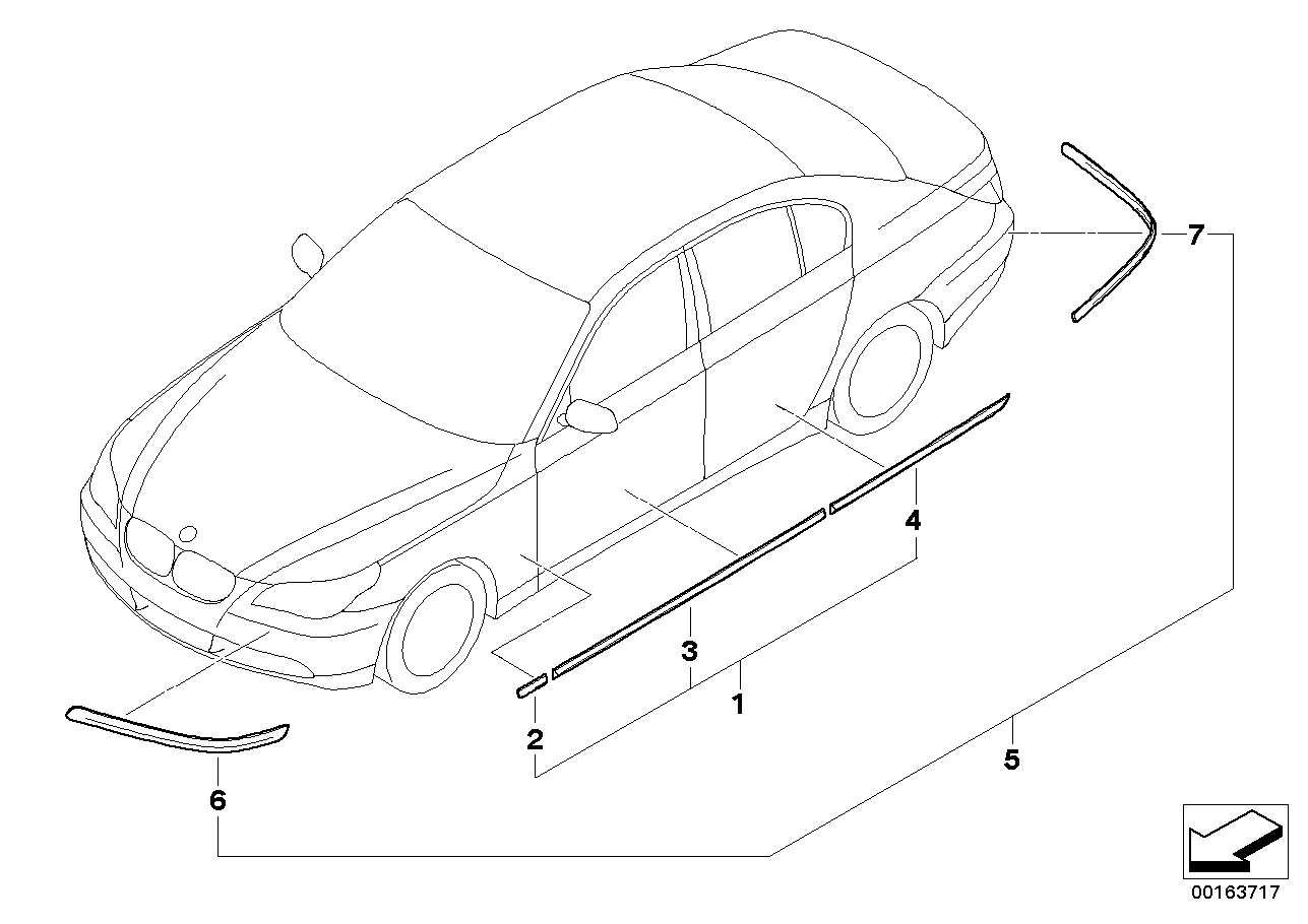 BMW 51120412611 Protective Strip, Rear Left, Pdc