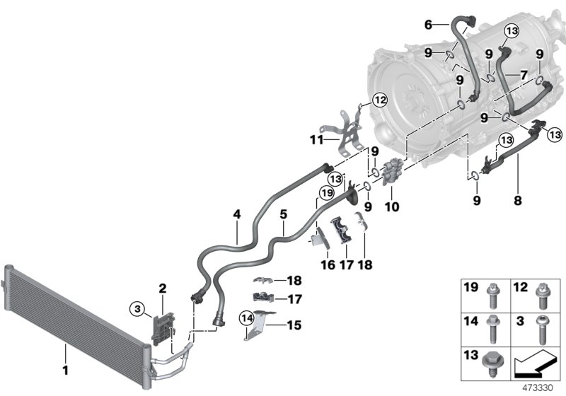 BMW 17228602644 Transmission Oil Cooler Line, Flow