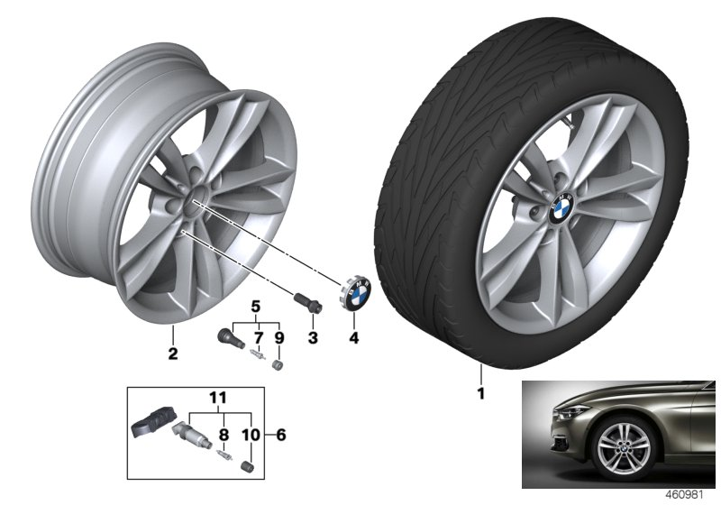 BMW 36116866398 Light Alloy Disc Wheel Reflexsilber