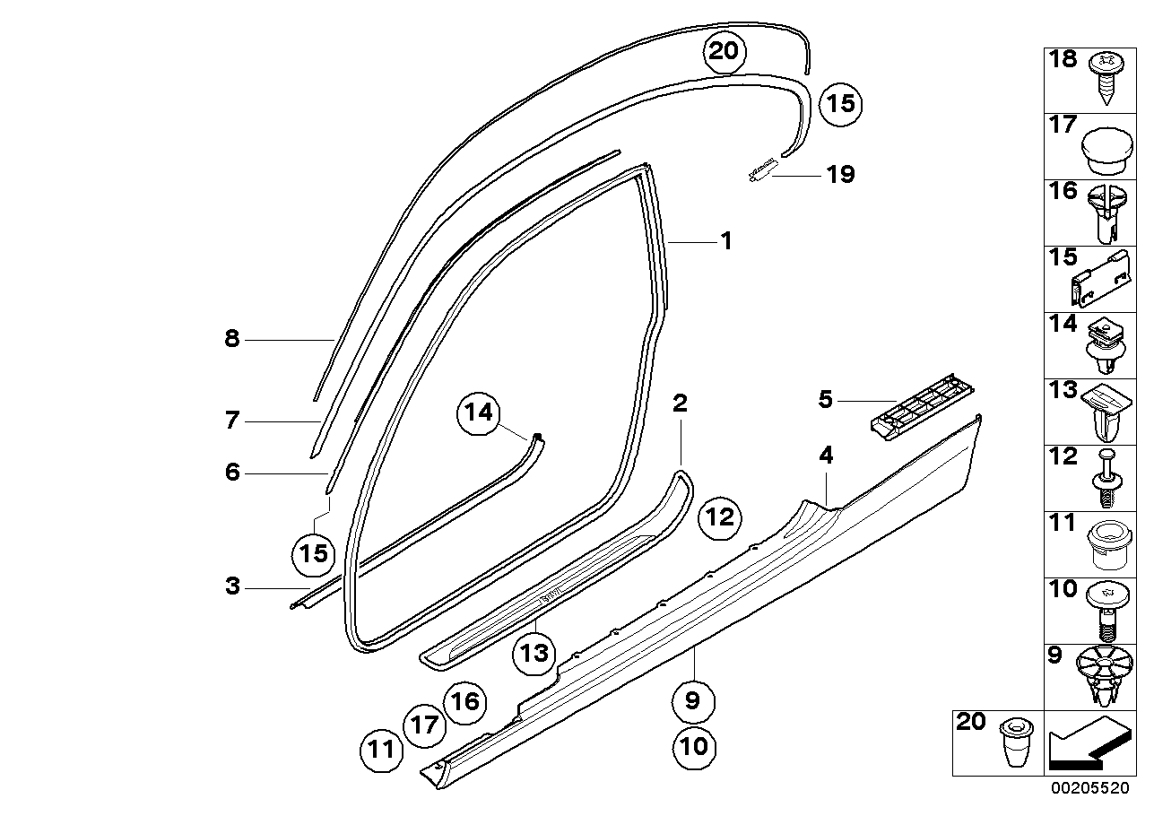 BMW 51767208057 Connecting Clip, Roof Moulding, Left