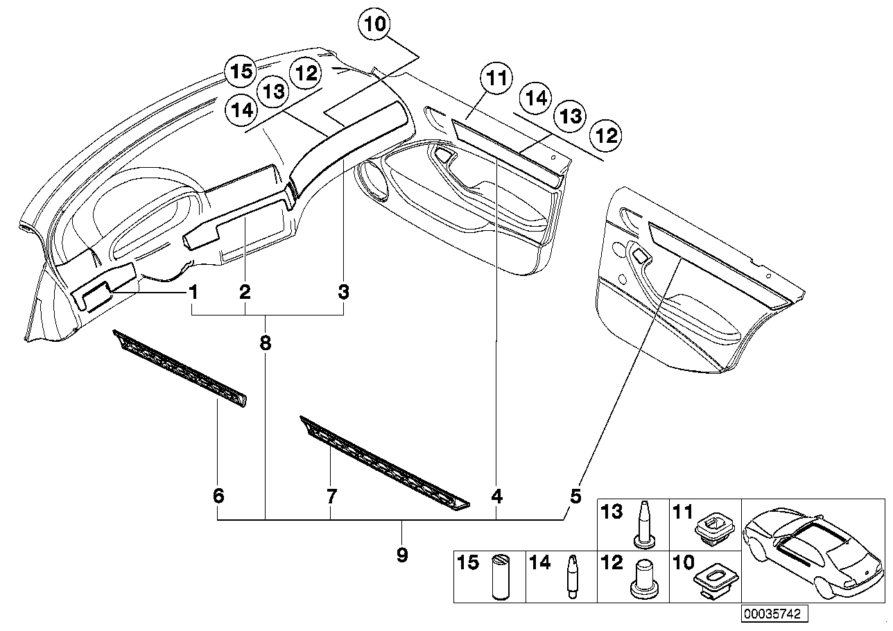 BMW 51427830192 Aluminium Decor Strip, Rear Right Door