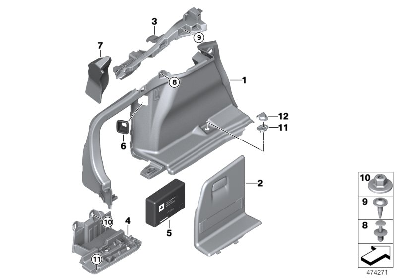 BMW 51477337209 TRIM PANEL, TRUNK, FRONT LEF