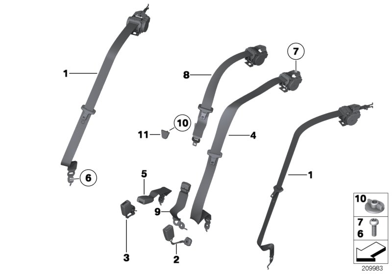 BMW 72117277302 Lower Belt Rear Center