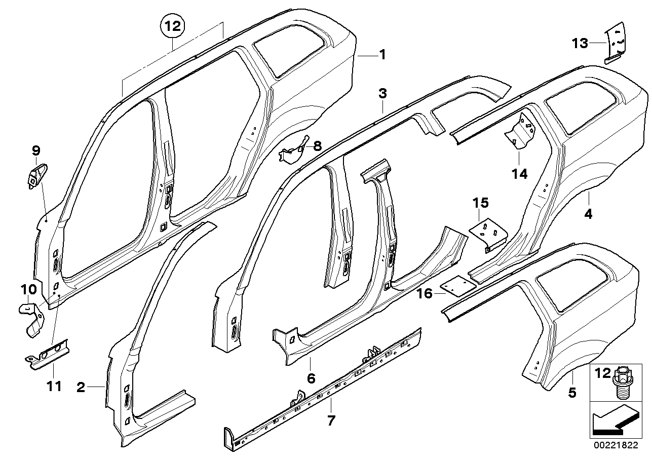 BMW 41217152666 Section Of Rear Right Fender