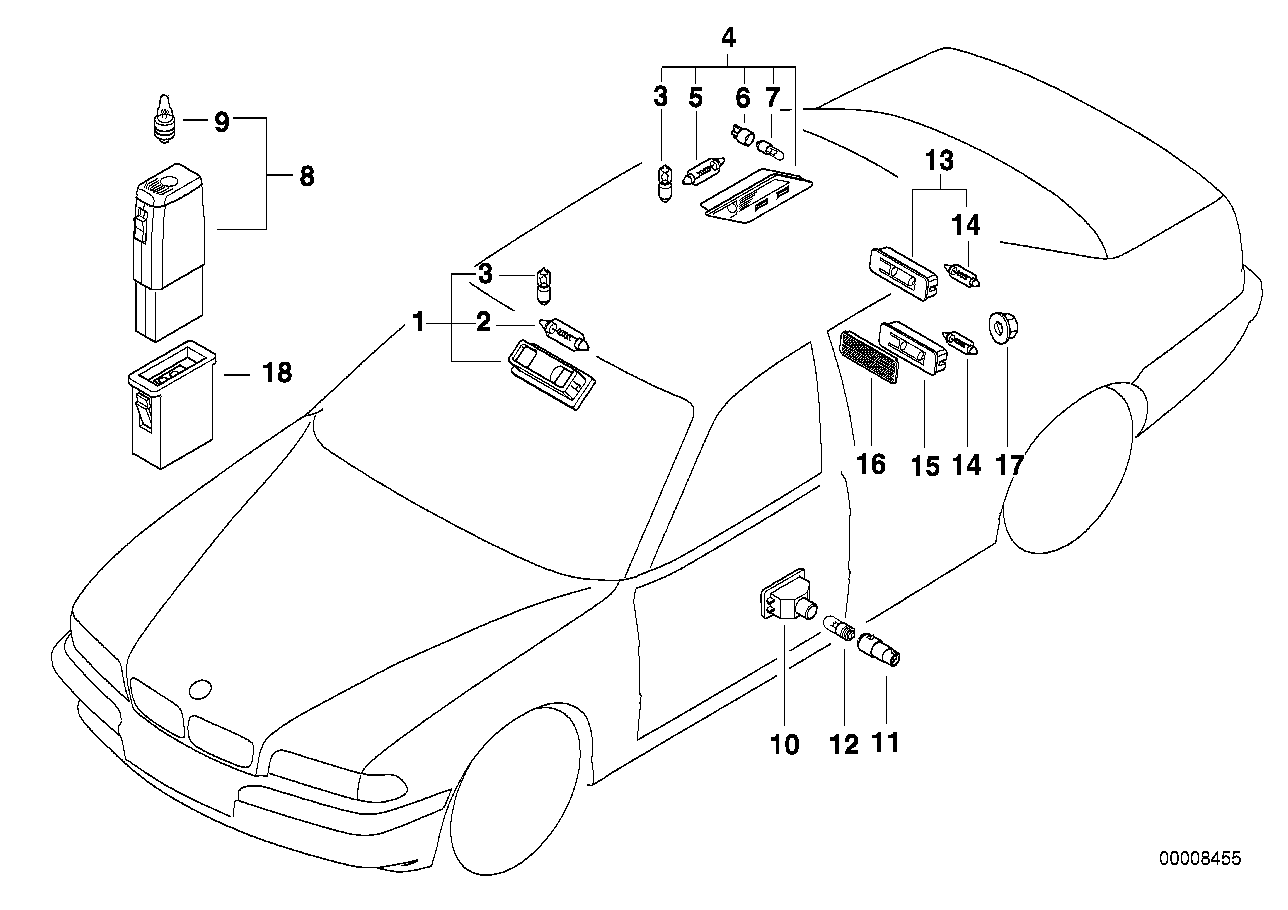 BMW 63318368845 Left Rear Inter.Light And Reading Light