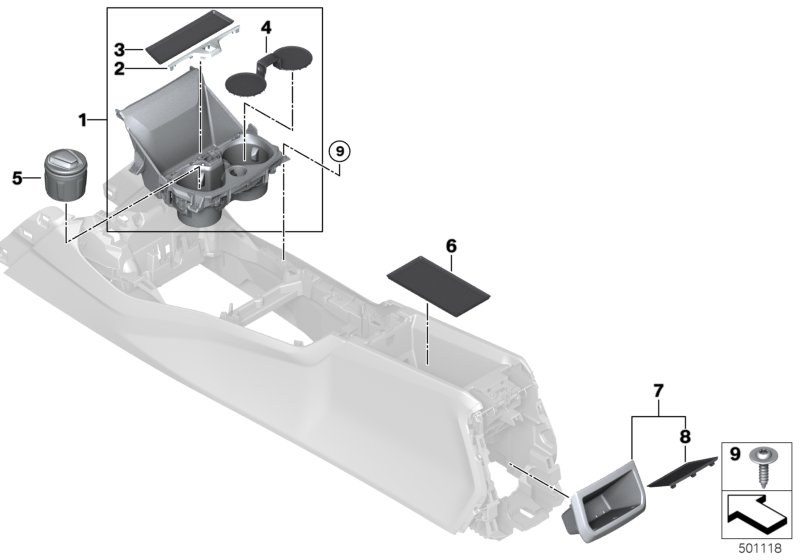 BMW 51166823571 INSERT MAT, CENTER CONSOLE S