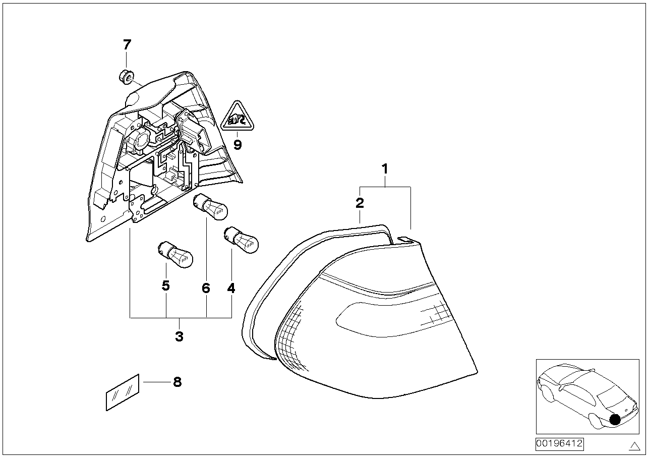 BMW 63216900454 Seal, Rear Light, Side Panel Right