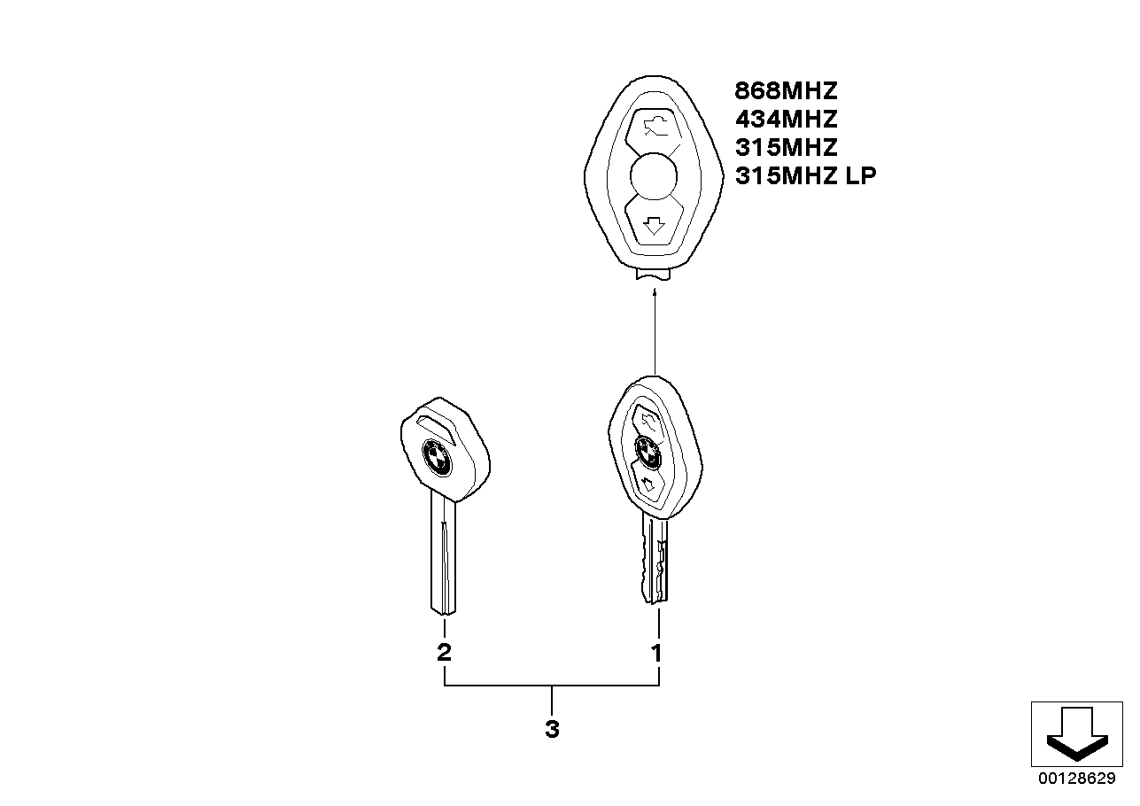 BMW 51210031418 Set Of Keys With Cas Control Unit