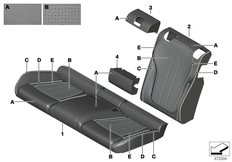 BMW 52207990391 COVER BACKREST, LEATHER, REA