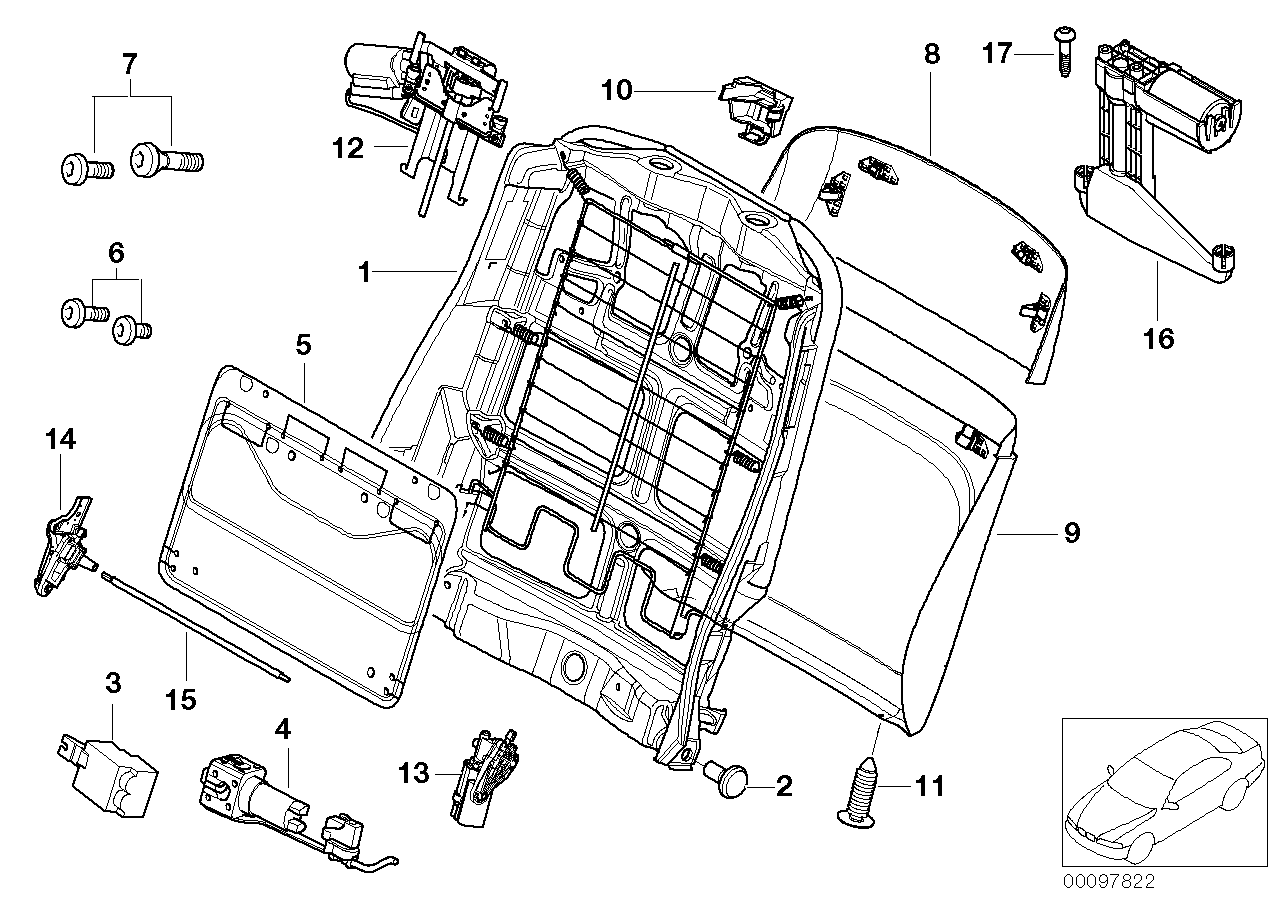 BMW 52107131668 Seat Rear Panel With Pocket, Bottom