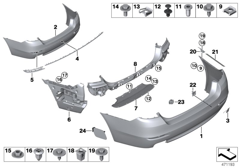 BMW 51122349990 Set, Mounts, Pdc Sensor, Rear