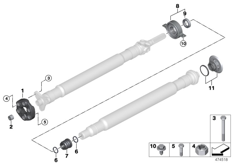 BMW 26118486863 CENTER MOUNT, ALUMINIUM