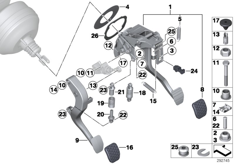 BMW 35006895677 PEDAL ASSEMBLY WITH BRAKE PE