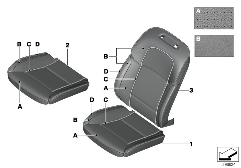 BMW 52107983215 Cover, Comfort Backrest., A/C Leather, Left