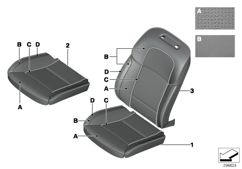 BMW 52107983216 Cover, Comfort Backrest., A/C Leather,Right