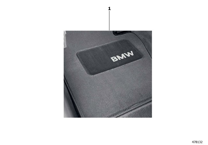 BMW 82112164687 Textile Floor Mat (Everest Grey)