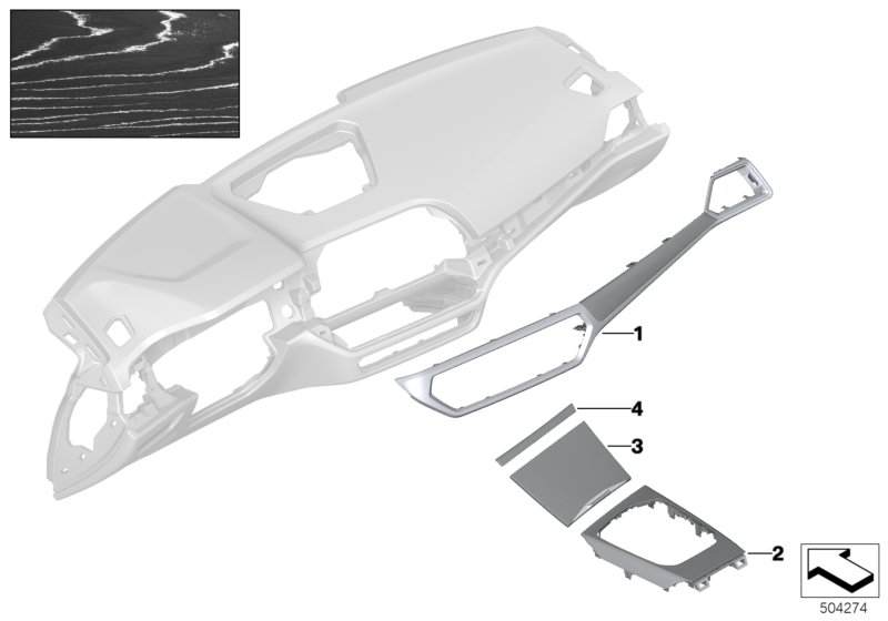 BMW 51457993073 TRIM, INSTR.PAN.FINELINE SIL