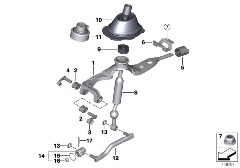 BMW 25117527705 Selector Rod