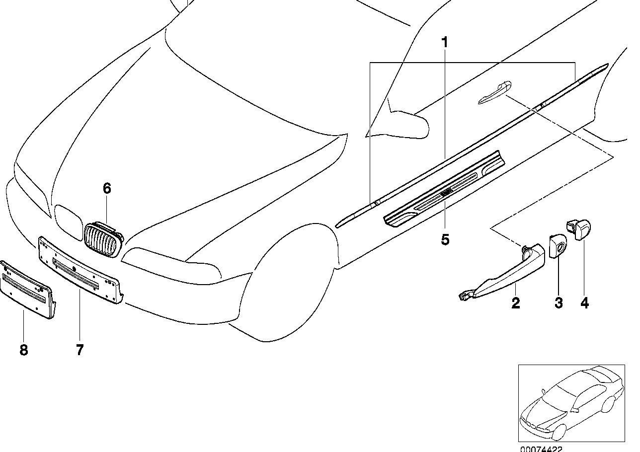 BMW 51130008748 Retrofit Kit, Bumper Guard, Chrome